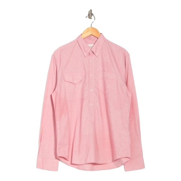 Nwt Billy Reid Half Placket Popover Shirt / pink - Picture 1 of 2